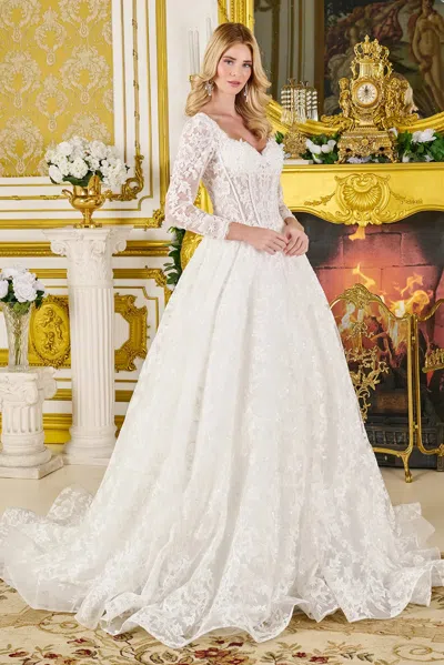 Gls Gl3819 Corset Beaded Long Formal Beaded Glitter Bridal Sequin Wedding Dress