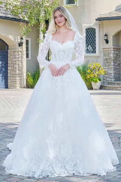 Gls Gl3820 Long Ball Gown Bridal Corset Beaded Wedding Dress In White