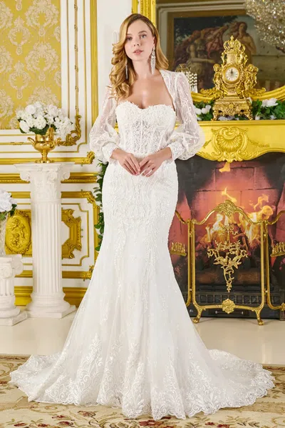 Gls Gl3826 Bridal Sequin Applique Long Beaded Wedding Dress