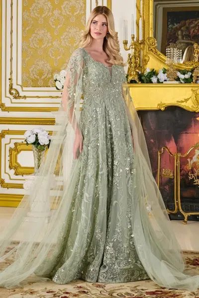 Gls Gl3838 Applique Long Formal Beaded Sequin Mother Of The Bride Dress