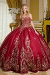 Gls Glitter Long Ball Gown Mettalic Quinceanera Dress In Brown