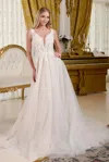 Gls Glitter Long Bridal A Line Wedding Dress In White