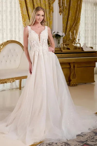 Gls Glitter Long Bridal A Line Wedding Dress In White