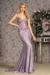 Gls Glitter Mermaid Long Formal Prom Dress In Purple