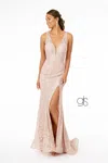 Gls Glitter Mermaid Long Prom Dress In Pink