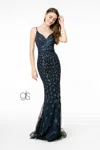 Gls Glitter Mesh Mermaid Long Prom Dress In Blue