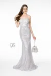 Gls Glitter Mesh Sweetheart Mermaid Long Prom Dress In Silver
