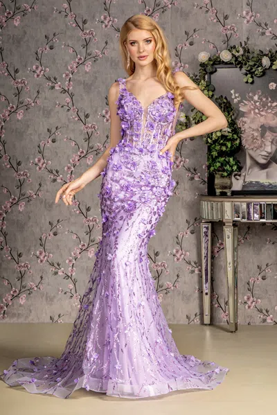 Gls Glitter Prom Mermaid Evening Long Dress In Purple