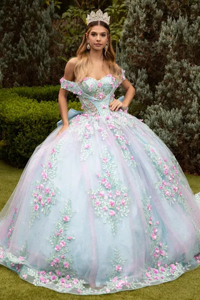 Gls Glitter Quinceanera Dress Applique Long Ball Gown In Green