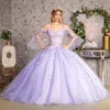 Gls Glitter Sequin Long Quinceanera Ball Gown In Animal Print