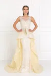 Gls Ivory/champagne Prom Long Dress Evening Gown In Multi