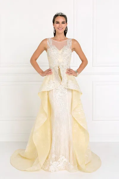 Gls Ivory/champagne Prom Long Dress Evening Gown In Multi