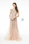 Gls Jewel And Beads Long Prom Mermaid Dress In Pink