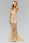Gls Jewel And Sequin Embellished Long Prom Dress In Multi