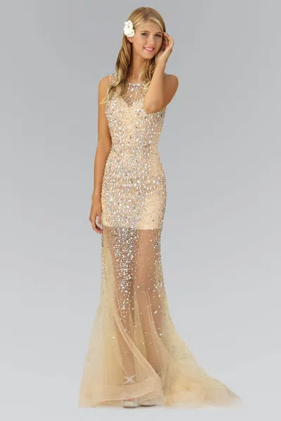 Gls Jewel And Sequin Embellished Long Prom Dress In Multi