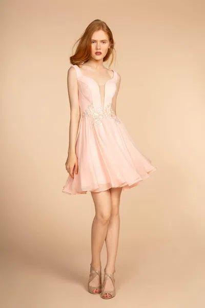 Gls Jewel Embellished Chiffon Short Dress In Pink
