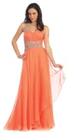 Gls Jewel Embellished Long Prom Dress In Orange