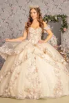 Gls Long Bal Gown Sequin Quinceanera Dress In Gold