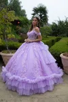 Gls Long Ball Gown Applique Quinceanera Dress In Blue
