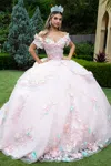 Gls Long Ball Gown Floral Applique Quinceanera Dress In White
