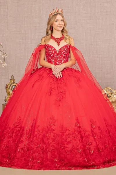 Gls Long Ball Gown Glitter Applique Quinceanera Dress