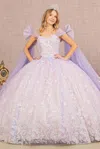 Gls Long Ball Gown Glitter Quinceanera Dress In Purple