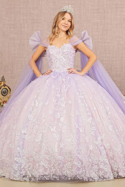 Gls Long Ball Gown Glitter Quinceanera Dress In Purple