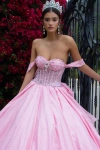 Gls Long Ball Gown Overskirt Quinceanera Dress In Pink