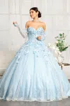 Gls Long Ball Gown Sequins Quinceanera Dress In Blue