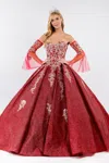 Gls Long Ball Gown Strapless Quinceanera Dress In Burgundy