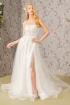 Gls Long Beaded A Line Wedding Gown In White