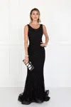 Gls Long Black Lace Mermaid Prom Dress In Black