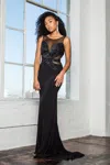 Gls Long Black Sleeveless Prom Dress In Black