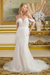 Gls Long Bridal 3d Floral Applique Wedding Dress In White