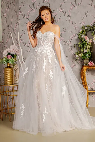 Gls Long Bridal Gown Floral Wedding Dress In White