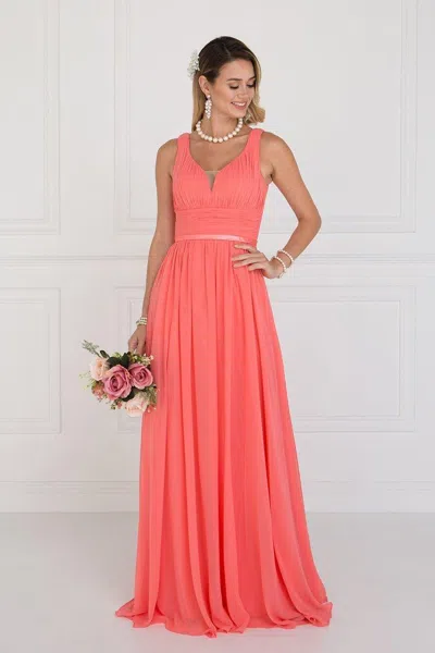 Gls Long Bridesmaids Dress Formal Prom Gown In Orange