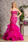 Gls Long Fitted Formal Evening Prom Dress In Pink