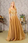 Gls Long Formal A Line Mother Of The Bride Dress In Gold