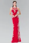 Gls Long Formal Beaded Prom Dress In Red