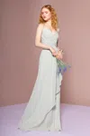 Gls Long Formal Chiffon Bridesmaid Dress In Green