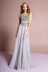 Gls Long Formal Chiffon Dress In Blue
