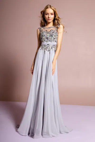 Gls Long Formal Chiffon Dress In Blue