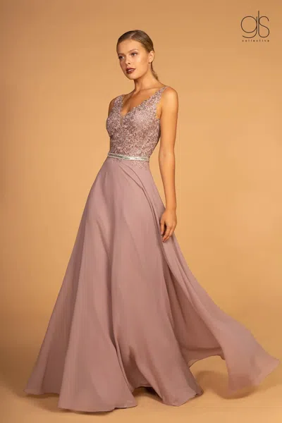 Gls Long Formal Chiffon Prom Dress In Pink