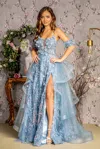 Gls Long Formal Evening Prom Dress In Blue