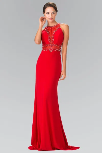 Gls Long Formal Fitted Prom Dress Evening Gown In Red