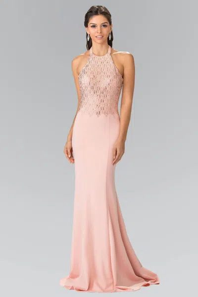 Gls Long Formal Halter Neck Prom Dress In Pink