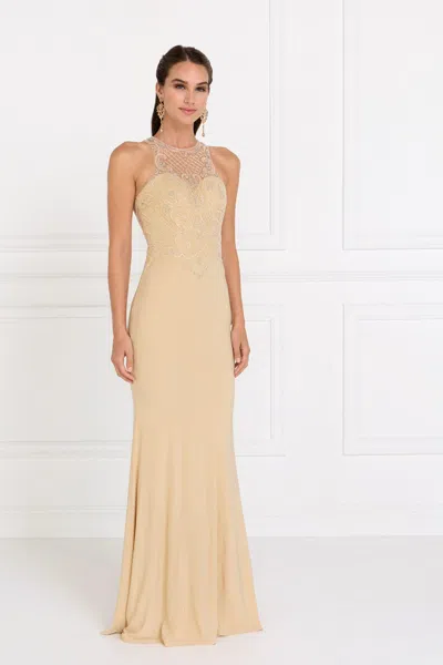 Gls Long Formal Mermaid Fit Evening Prom Dress In Nude