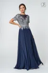 Gls Long Formal Mother Of The Bride Dress In Blue