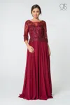 Gls Long Formal Mother Of The Bride Dress In Burgundy