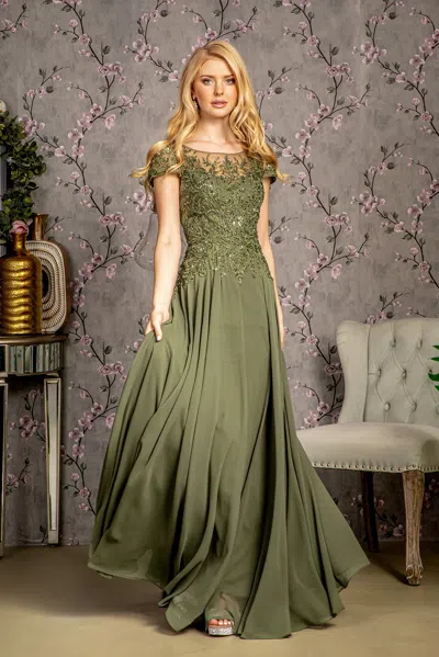 Gls Long Formal Mother Of The Bride Dress In Green